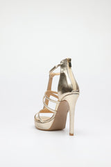 Women's Gemmed Gold Heeled Shoes