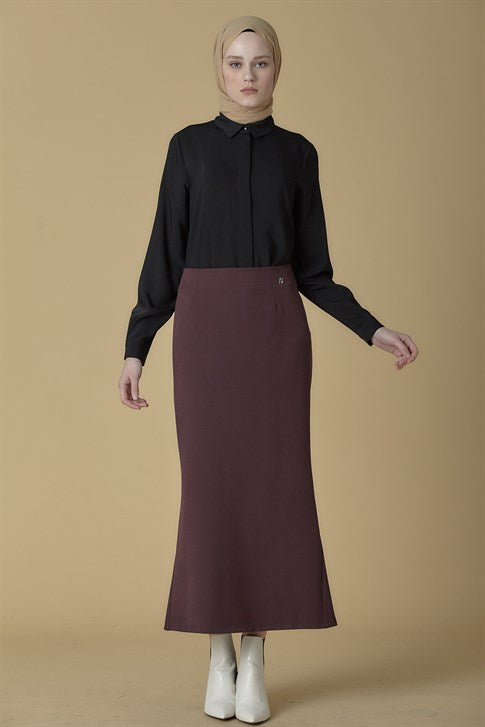 Women's Plain Damson Long Skirt