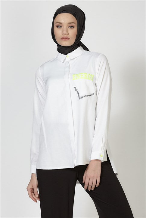 Women's Hidden Button White Shirt