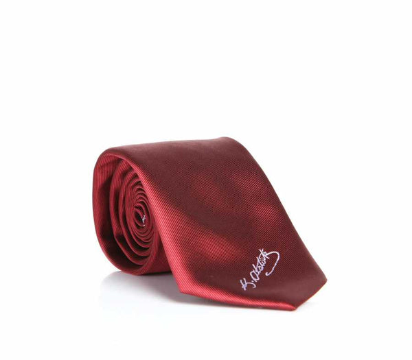 Atatürk Signed Patterned Claret Red Woven Tie