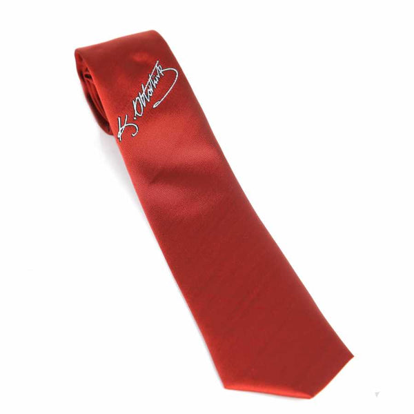 Atatürk Signed Patterned Red Woven Tie