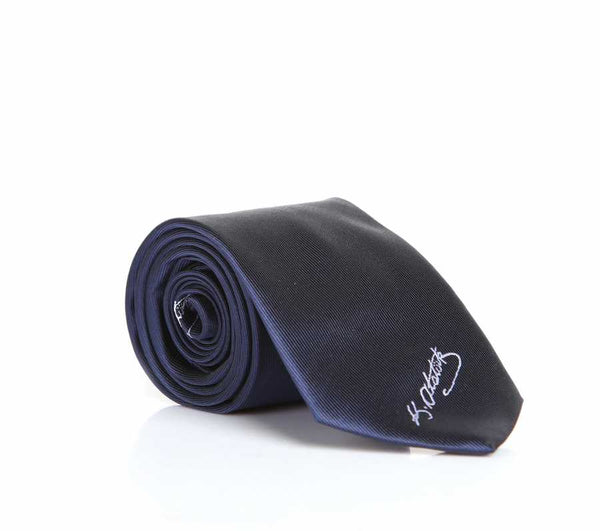 Atatürk Signed Patterned Navy Blue Woven Tie