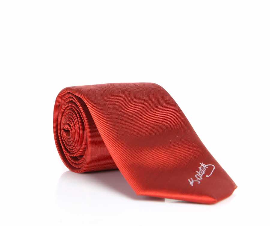 Atatürk Signed Patterned Red Woven Tie