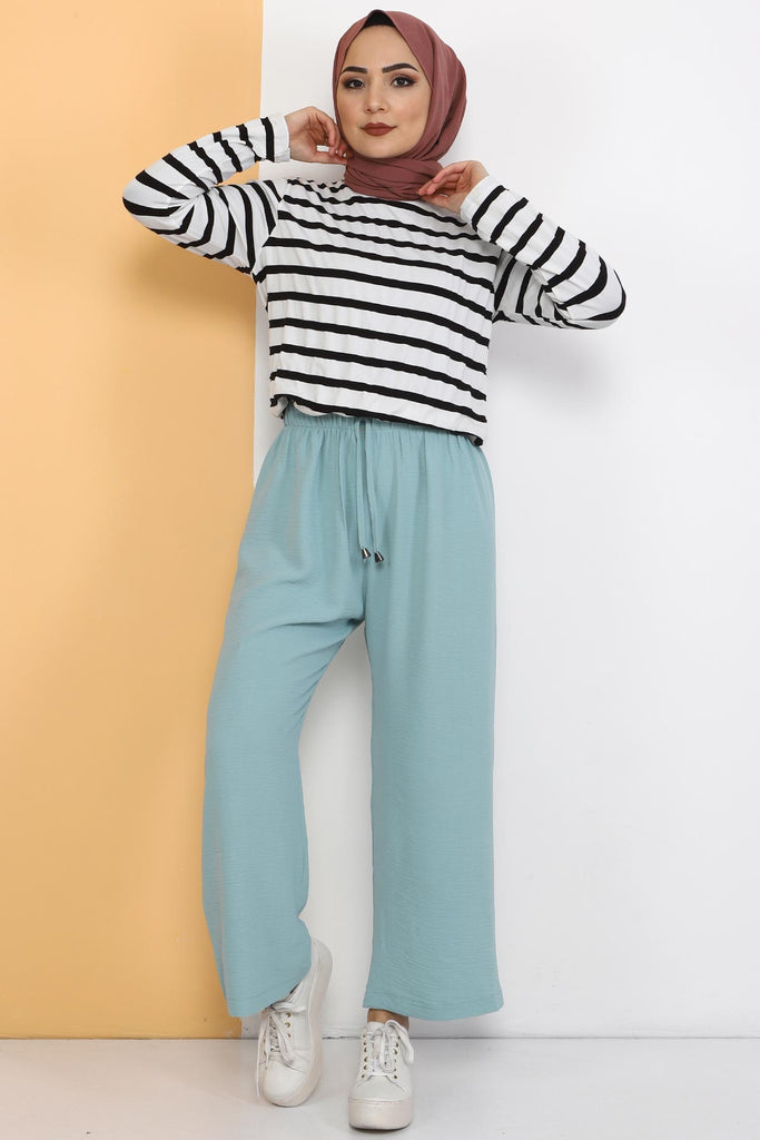 Women's Wide Legs Mint Green Aerobin Pants