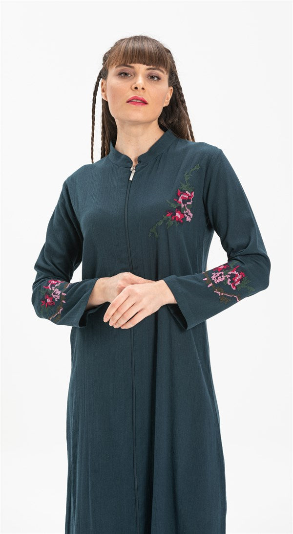 Women's Zipped Petrol Abaya