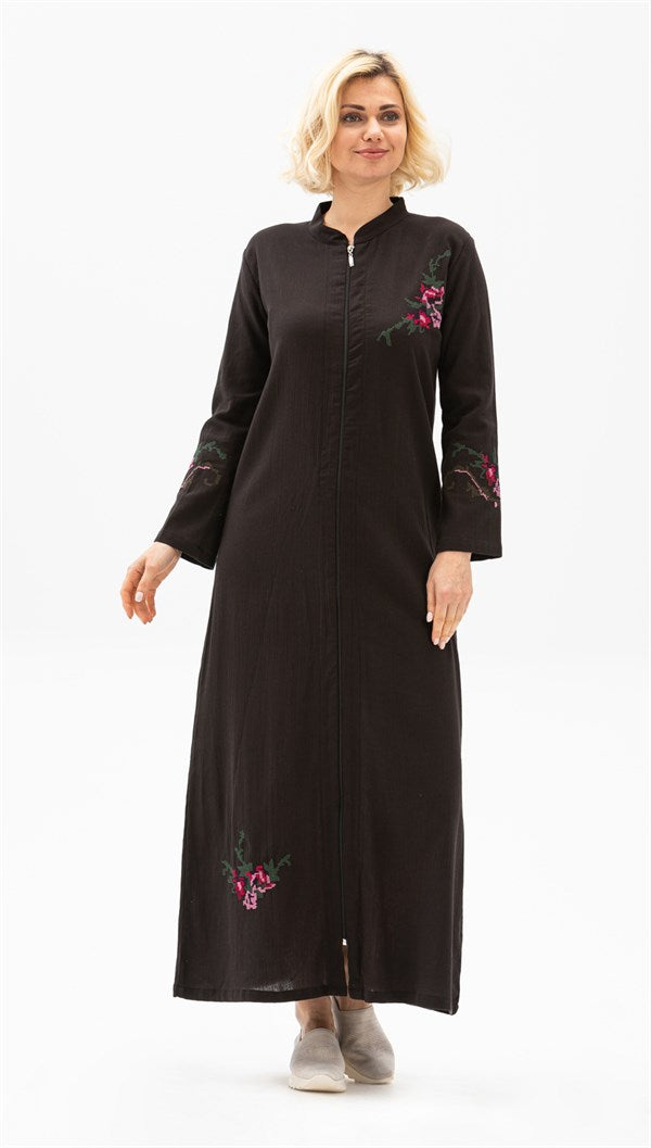 Women's Zipped Black Abaya