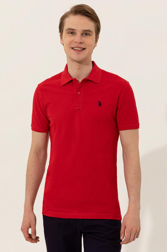 Men's Polo Collar Basic Red T-shirt