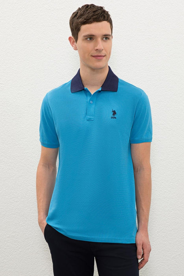 Men's Polo Collar Blue T-shirt