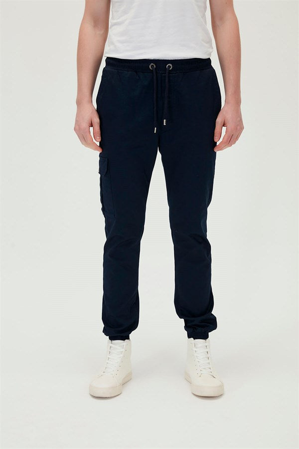 Men's Tie Waist Navy Blue Pants