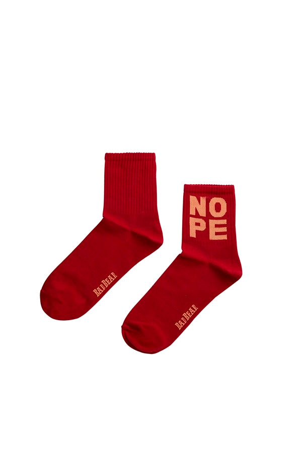 Unisex Text Print Claret Red Socks