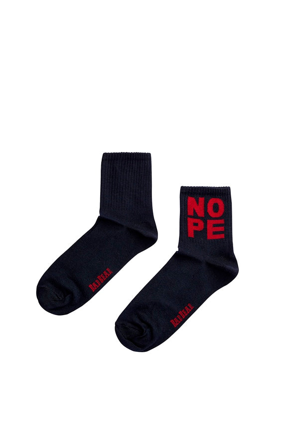 Unisex Text Print Navy Blue Socks