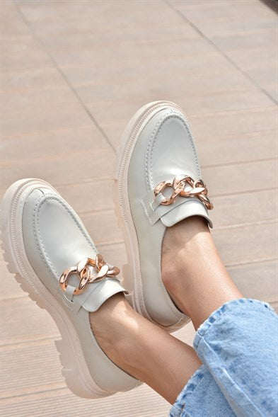 Women's Thick Sole Beige Casual Shoes