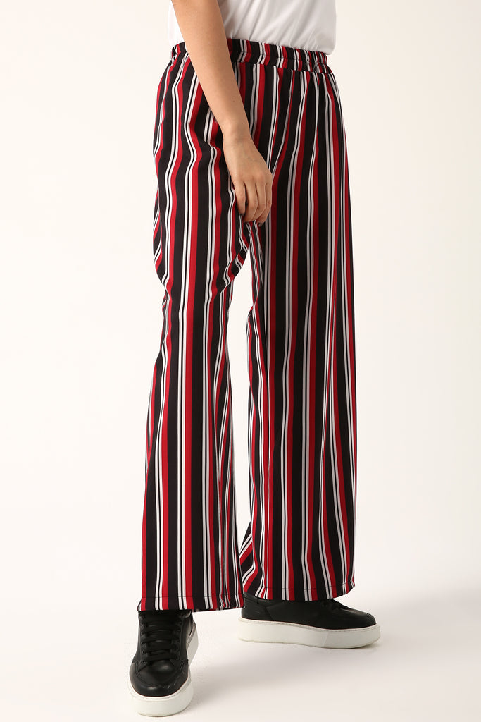Women's Elastic Waist Striped Pants