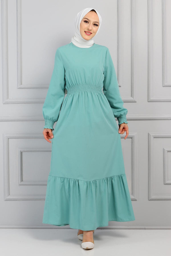 Women's Elastic Waist Mint Green Dress