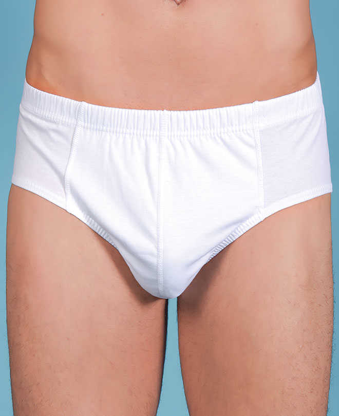 Men's 100% Cotton White Slip Briefs