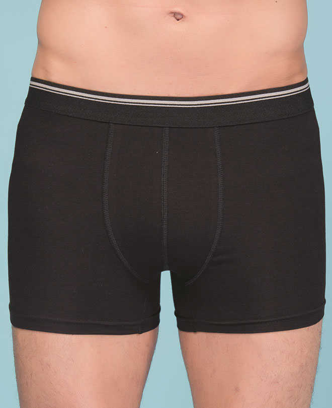 Men's Lycra Black Combed Cotton Boxer