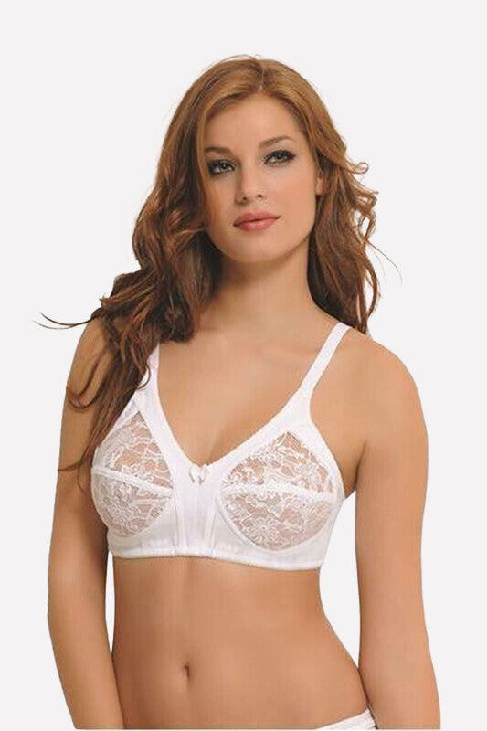 Women's Unsupported White Lace Recovery Bra