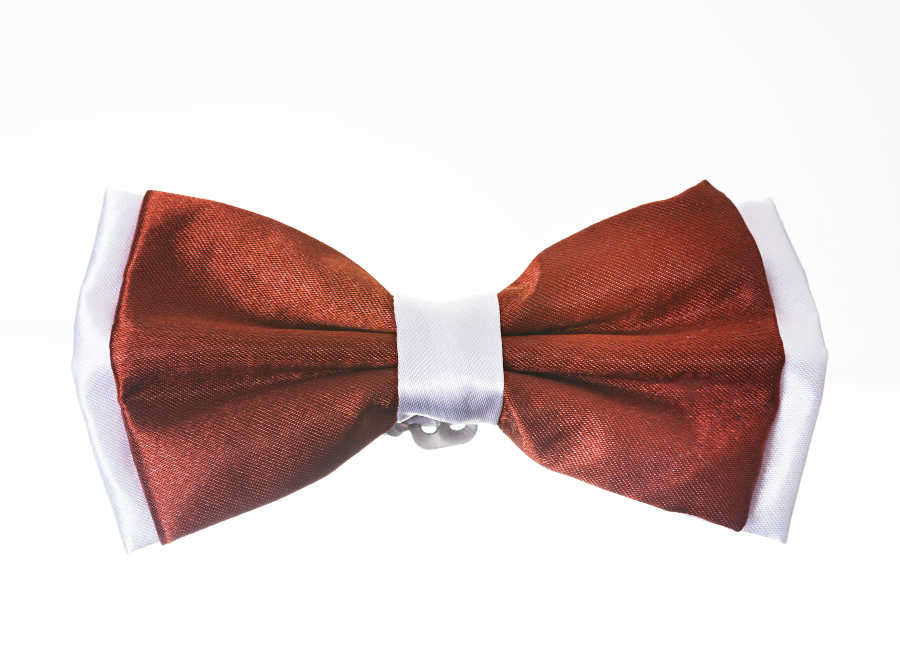 White Tile Red Satin Bow Tie