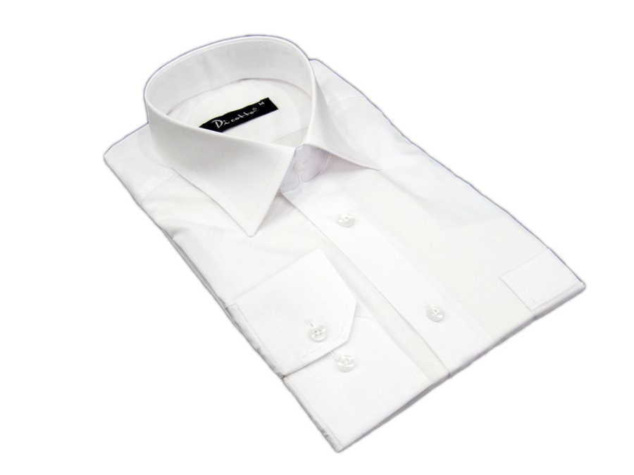 Men's Cut Long Sleeves Plain White Classic Shirt