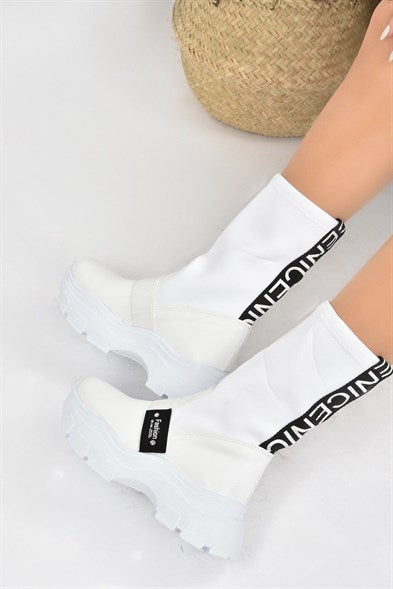 Women's Thick Sole White Boots