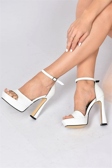 Women's White Platform Heeled Shoes