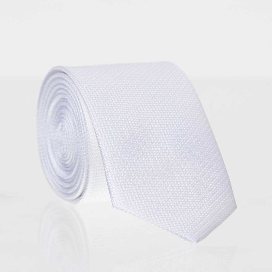 Plain White Woven Slim Fit Tie