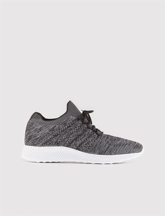 Men's Grey Tricot Sport Shoes