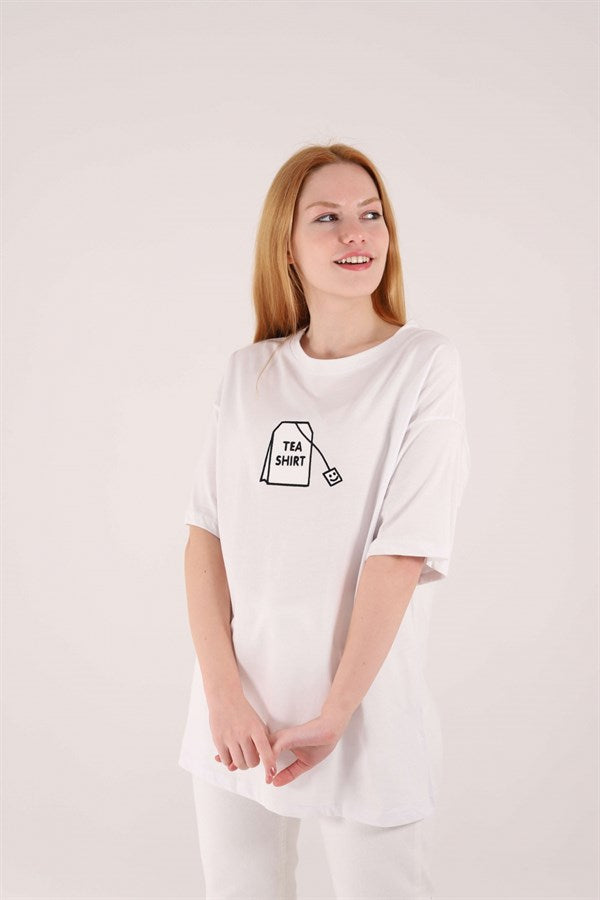 Women's Embroidered White T-shirt