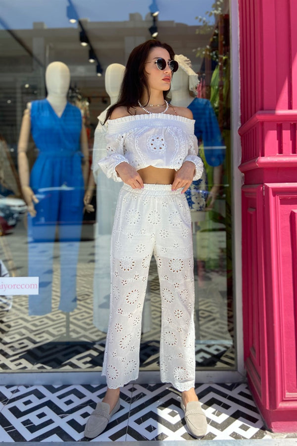 BRODELİ PANTOLON- EKRU