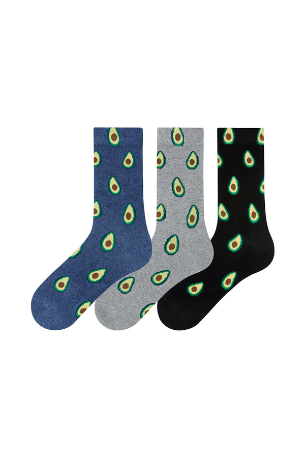 Men's Avocado Pattern Socks - 3 Pairs