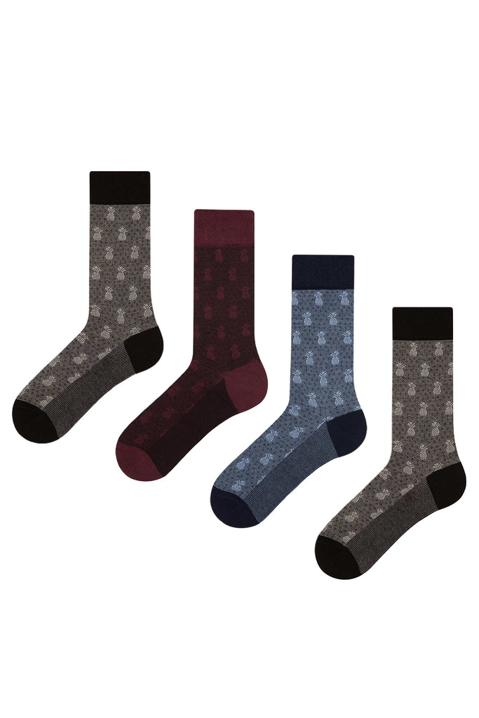 Men's Patterned Jacquard Socks - 4 Pairs