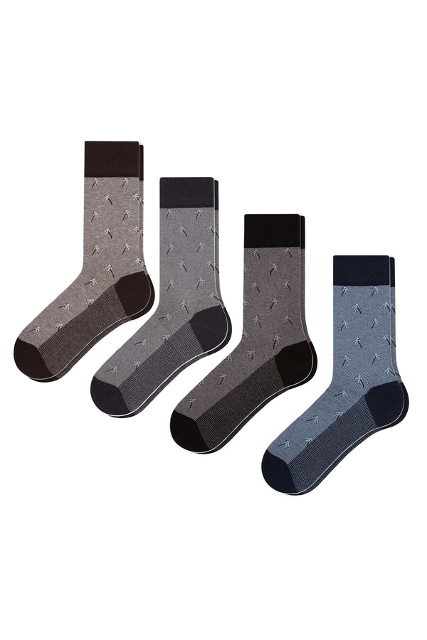 Men's Patterned Jacquard Socks - 4 Pairs
