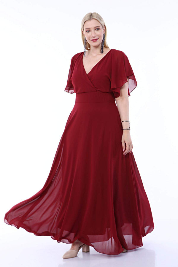 Women's Oversize V Neck Chiffon Long Evening Dress