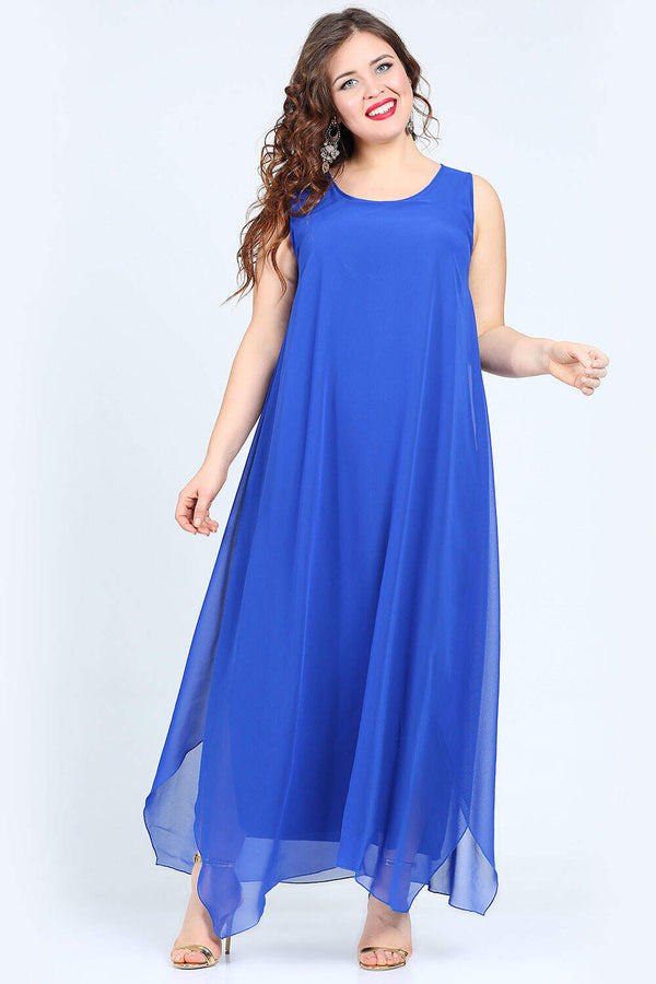 Women's Oversize Relax Fit Saxe Chiffon Evening Dress