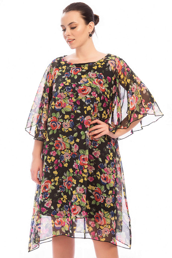 Women's Oversize Patterned Chiffon Dress