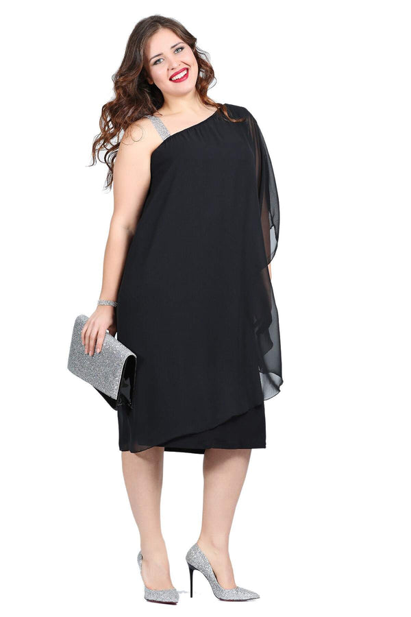 Women's Oversize One Strap Chiffon Dress