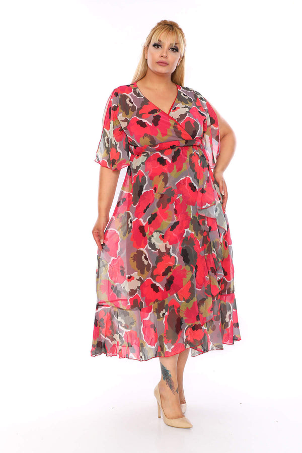 Women's Oversize Patterned Chiffon Dress