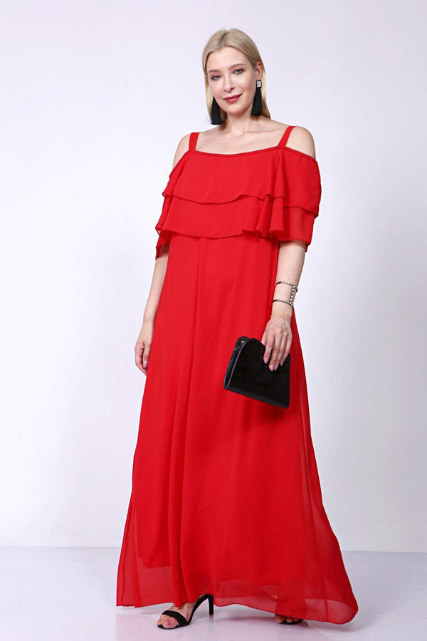 Women's Oversize Strappy Chiffon Long Evening Dress