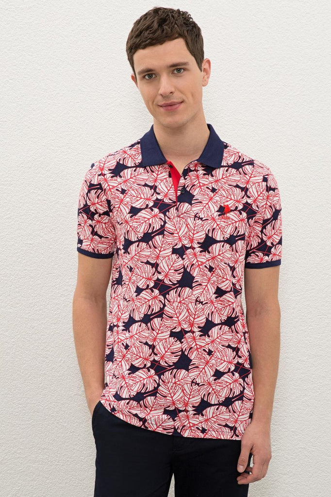 Men's Polo Collar Patterned T-shirt