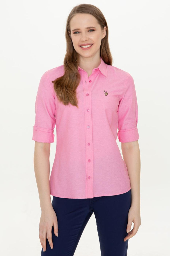 Women's Long Sleeves Basic Pink Shirt