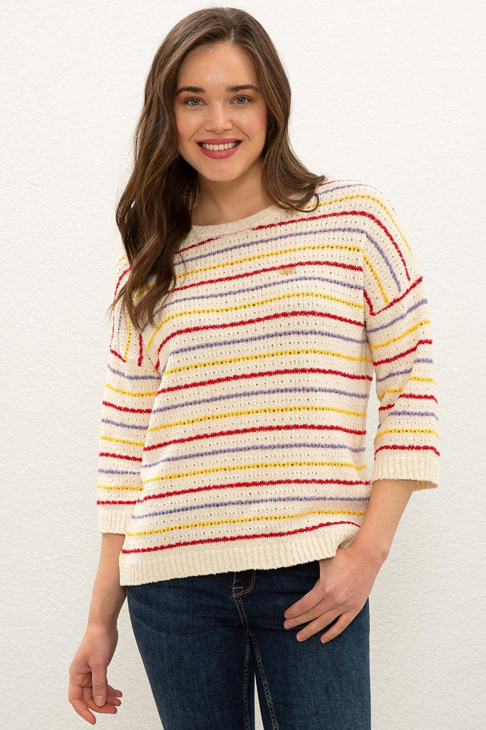 Women's Striped Tricot Sweater