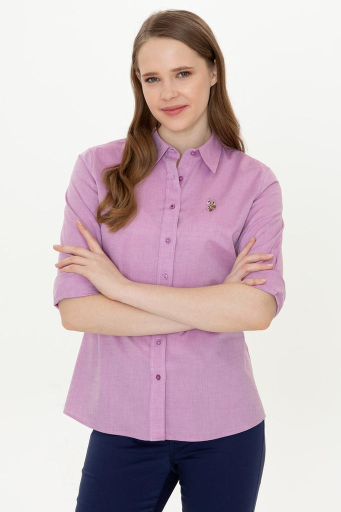 Women's Long Sleeves Basic Purple Shirt