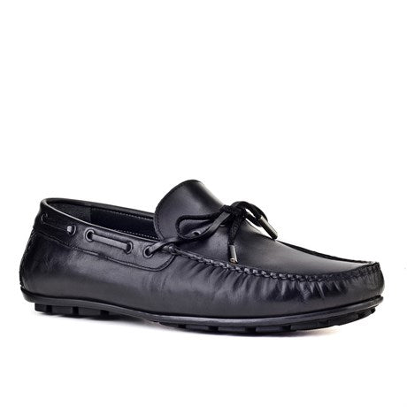 Men's Black Leather Loafer Shoes