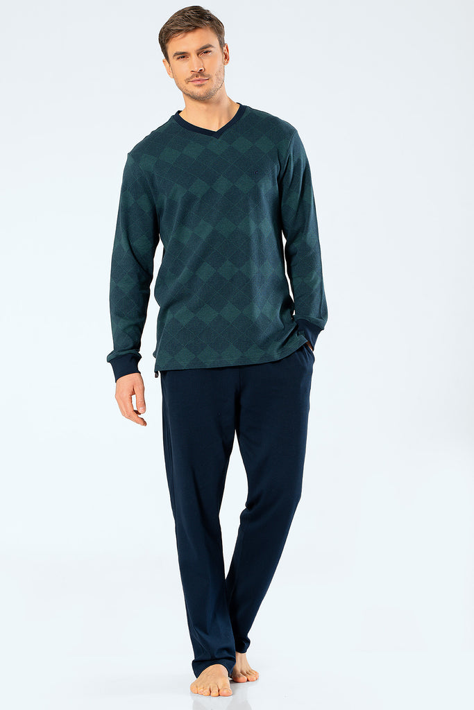 Men's Green Jacquard Pajama Set