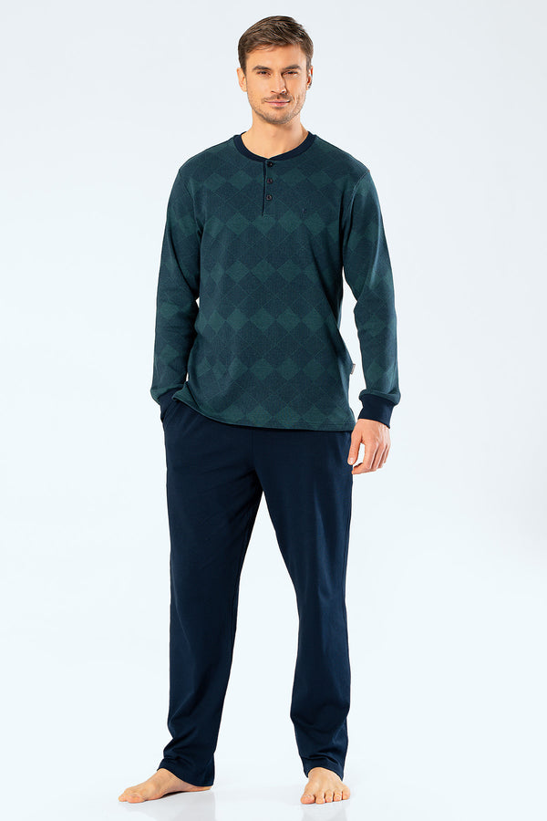 Men's Green Jacquard Pajama Set