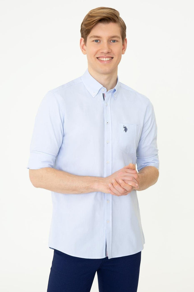 Men's Long Sleeves Blue Shirt