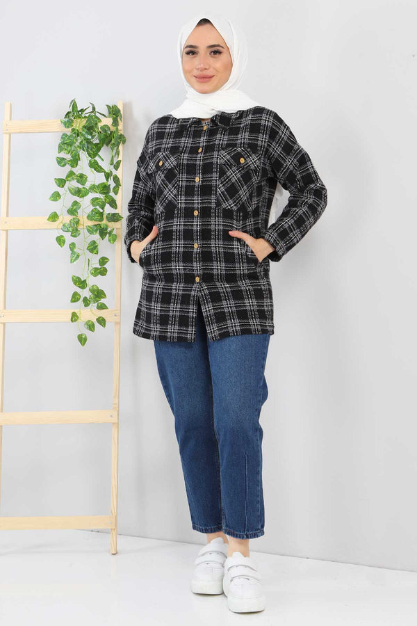 Women's Pocket Black Shirt Jacket
