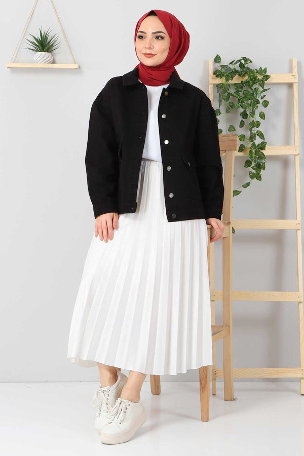 Women's Pocket Black Denim Jacket