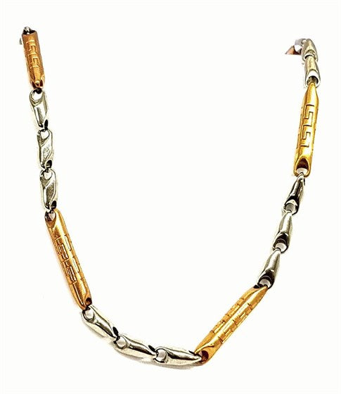 Men's Silver - Rose Gold Color Steel Chain