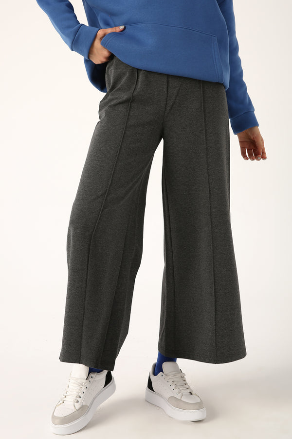 Women's Edge-Stitch Anthracite Wide Leg Sport Pants